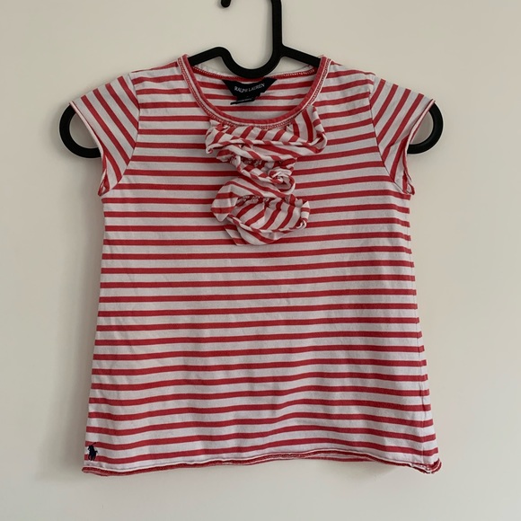 Ralph Lauren Striped Ruffle Tee - Picture 1 of 4